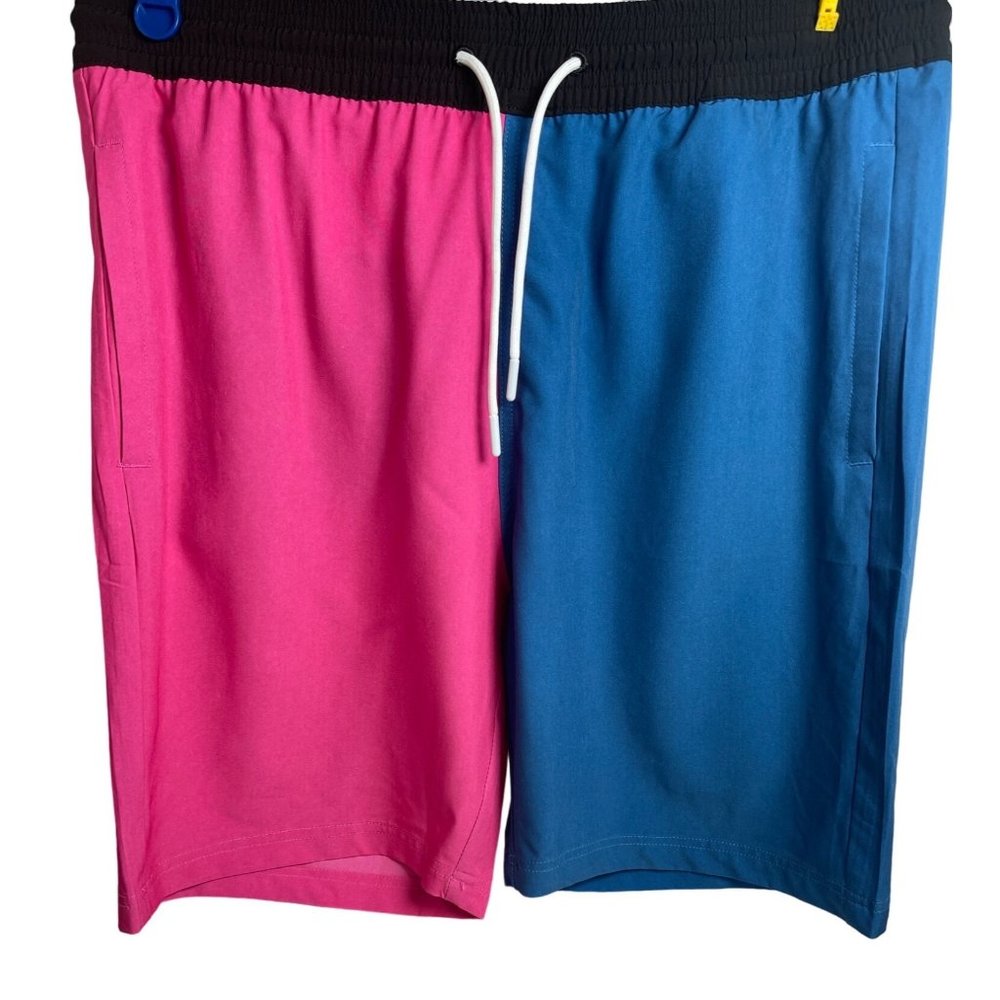 NWT Sovereign Code “Mixed” Swim Trunks Pink Blue Board Shorts Bathing Suit Men L